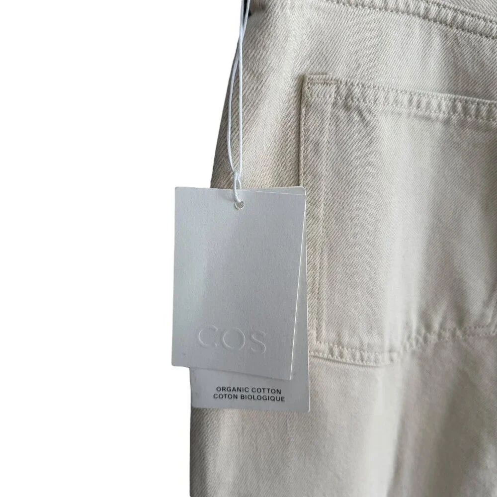 COS Denim Slit Midi Skirt Minimalist Clean Girl Americana Cream Size‎ 12